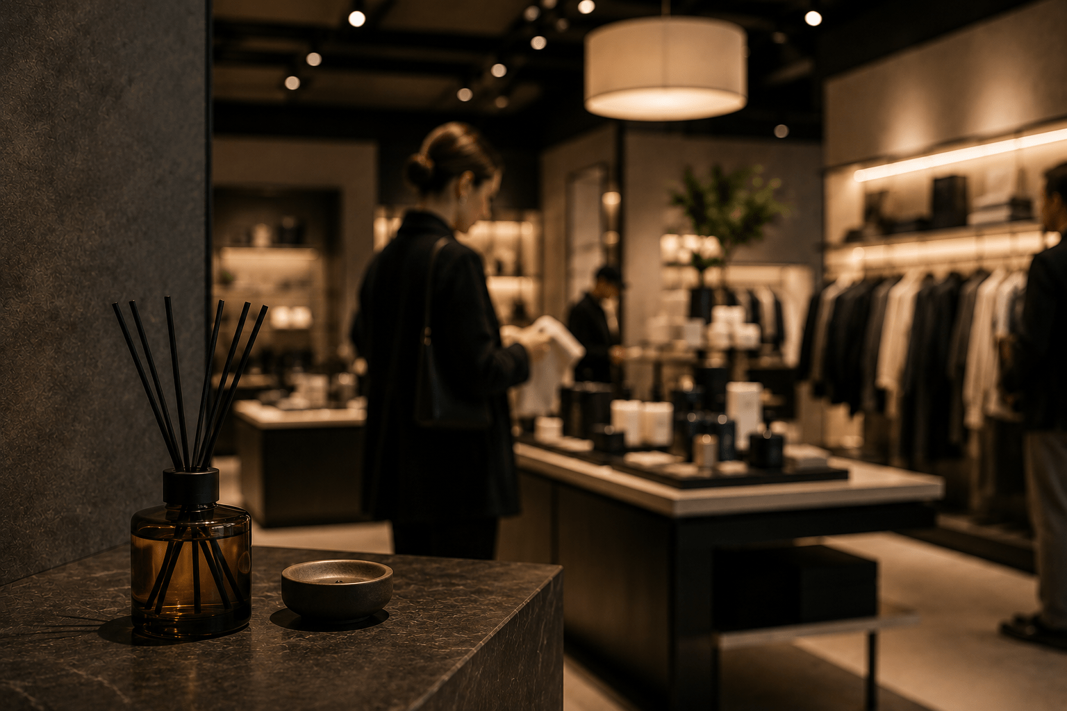Store in warmem Licht mit gemütlicher Atmosphäre